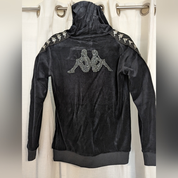 Black Kappa Velvet Zip-up hoodie - Picture 2 of 3